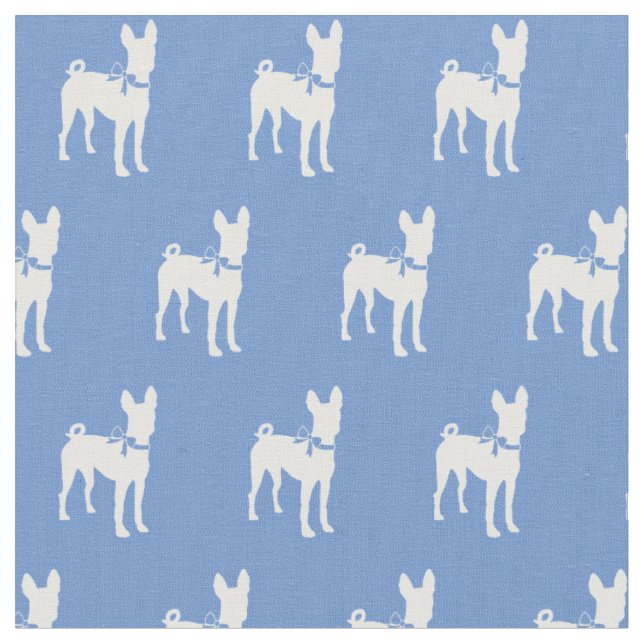 Tecido Silhueta de Cachorro Basenji Azul Claro Pet (Detalhe)