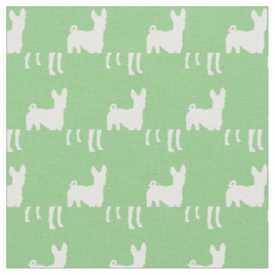 Tecido Silhueta de Cachorro Basenji Pet Verde Salvia