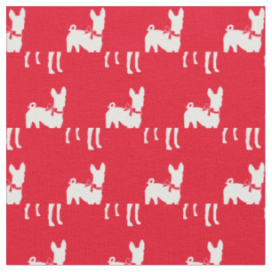 Tecido Silhueta de Cachorro Basenji Pet Vermelho