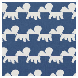 Tecido Silhueta de Cachorro Bichon Frise Azul Marinho