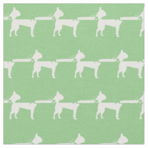 Tecido Silhueta de Cachorro Boston Terrier Pet Verde Sálv