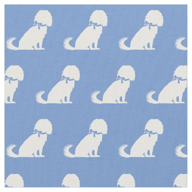 Tecido Silhueta de Cachorro Cavalier King Charles Azul Cl (Detalhe)