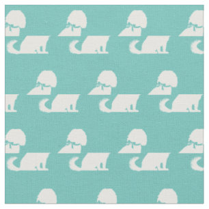 Tecido Silhueta de Cachorro Cavalier King Charles em Teal