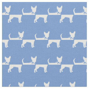 Tecido Silhueta de Cachorro Chihuahua Azul Claro
