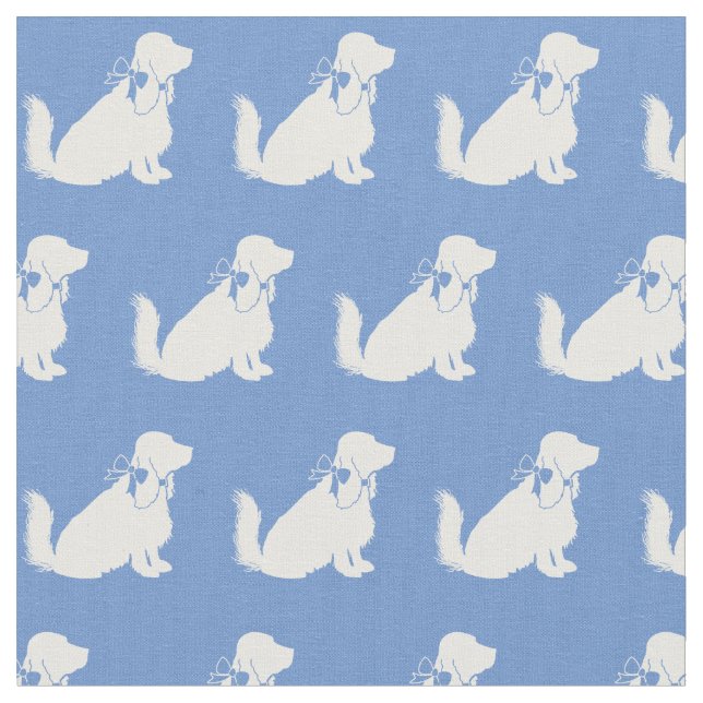 Tecido Silhueta de Cachorro Cocker Spaniel Azul Claro (Detalhe)