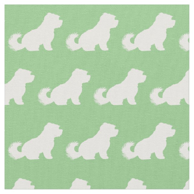 Tecido Silhueta de Cachorro Maltês em Verde Salvia (Detalhe)