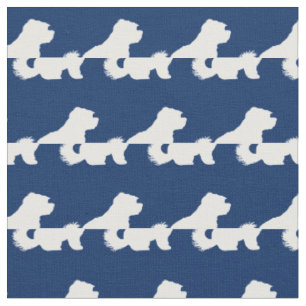 Tecido Silhueta de Cachorro Maltês Pet Azul Marinho