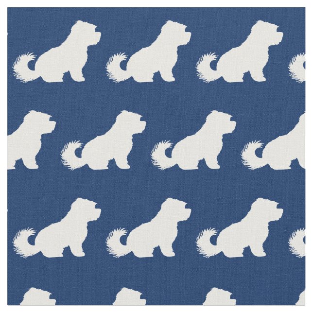 Tecido Silhueta de Cachorro Maltês Pet Azul Marinho (Detalhe)