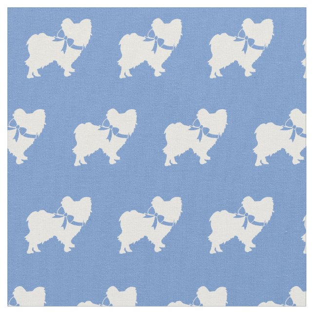 Tecido Silhueta de Cachorro Papillon Azul Claro (Detalhe)