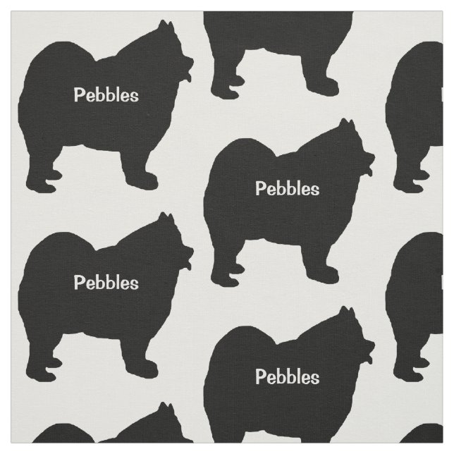 Tecido Silhueta de Cachorro Samoyed Personalizada (Modelo)