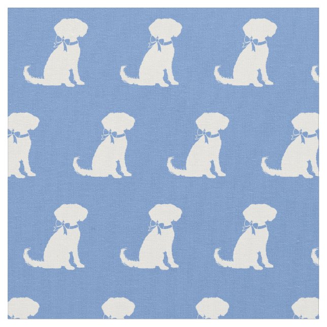 Tecido Silhueta de Cachorro Schnoodle Azul Claro (Detalhe)