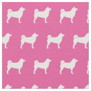 Tecido Silhueta de Cachorro Shibu Inu Rosa
