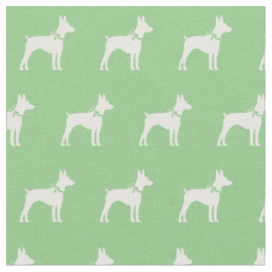 Tecido Silhueta de Cão Terrier Rato em Verde Salvia Pet