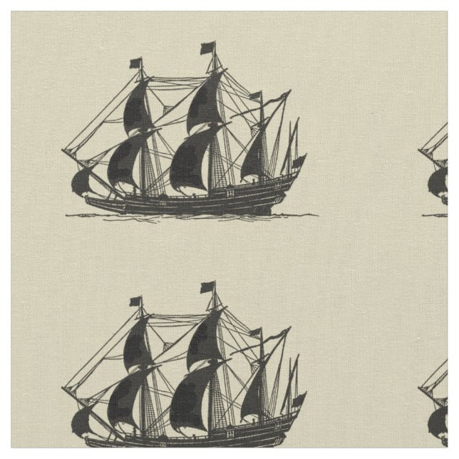 Tecido Silhueta de navio com velas ondulantes (Detalhe)
