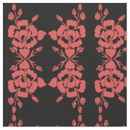 Tecido Silhueta de Rosa Vermelha Pequeno Design em Algodã