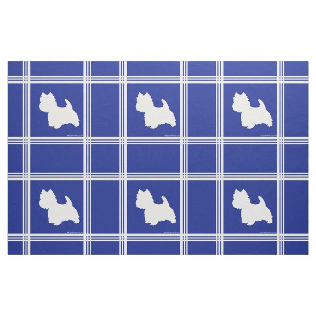 Tecido Silhueta de Westie em Azul (Fat Quarter)