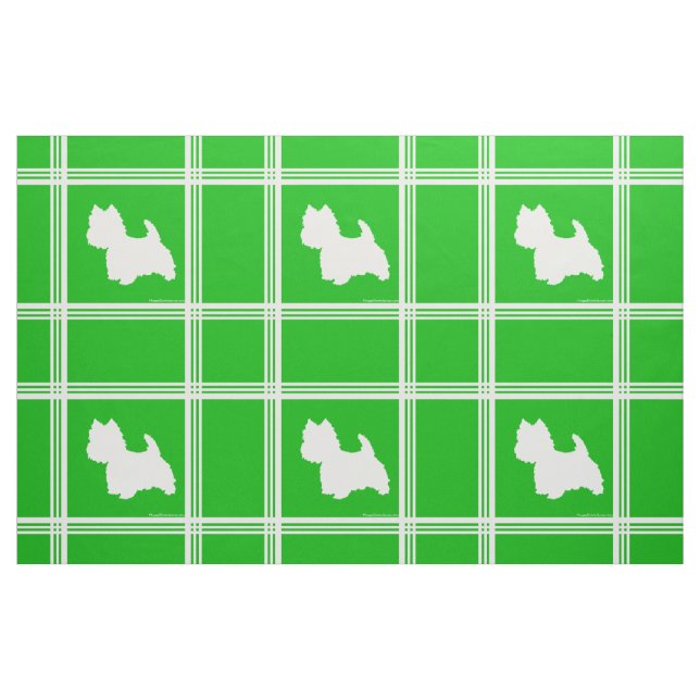 Tecido Silhueta de Westie no Verde (Fat Quarter)