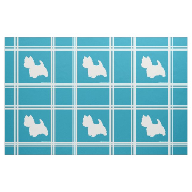 Tecido Silhueta de Westie sobre Turquesa (Fat Quarter)