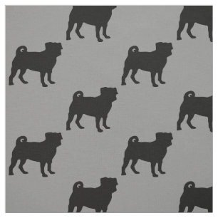 Tecido Silhueta preta do Pug - design simples do vetor