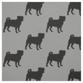 Tecido Silhueta preta do Pug - design simples do vetor