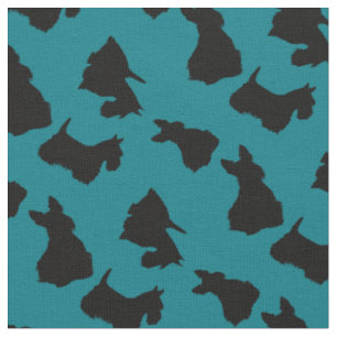 Tecido silhueta preta do Terrier Escocês, zazzle azul