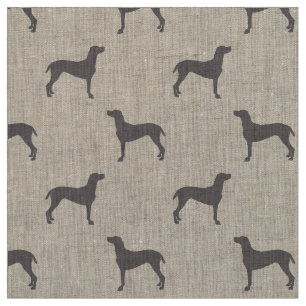 Tecido Silhuetas cinzentas de Weimaraner no fundo branco