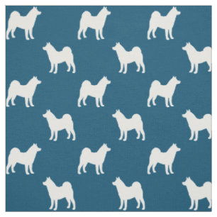Tecido Silhuetas da Raça Canina Akita Azul e Branco