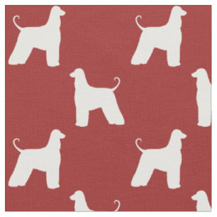 Tecido Silhuetas de Afghan Hound com Padrão Vermelho e Br