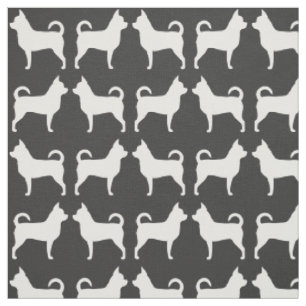 Tecido Silhuetas de Cachorro Chihuahua Cinza e Branco Pad