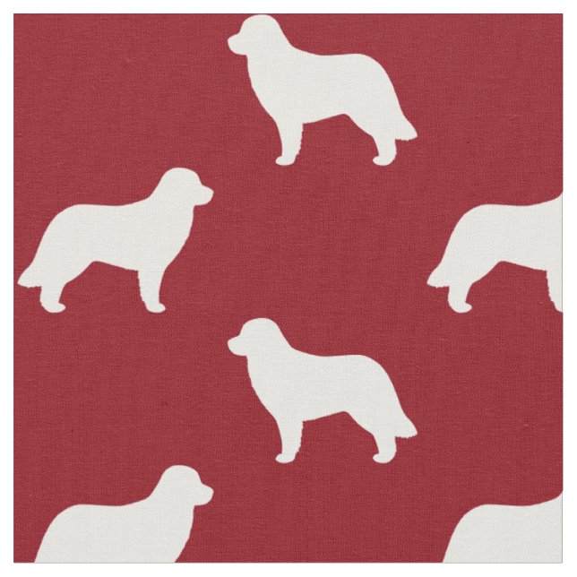 Tecido Silhuetas de Cachorro Leonberger Vermelho e Branco (Detalhe)