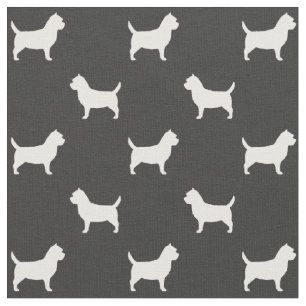 Tecido Silhuetas de Cairn Terrier Padrão Cinza e Branco