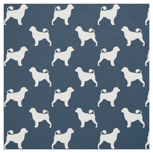 Tecido Silhuetas de Cão de Água Português Azul e Branco (Modelo)