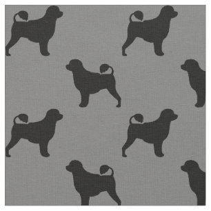 Tecido Silhuetas de Cão de Água Português Cinza e Preto
