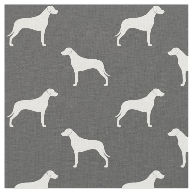 Tecido Silhuetas de Cão Ridgeback da Rodésia Cinza e Bran (Detalhe)