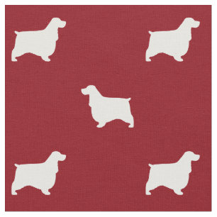 Tecido Silhuetas de English Cocker Spaniel Vermelho e Bra