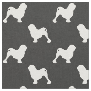 Tecido Silhuetas de Raça de Cachorro Lowchen Padronizadas