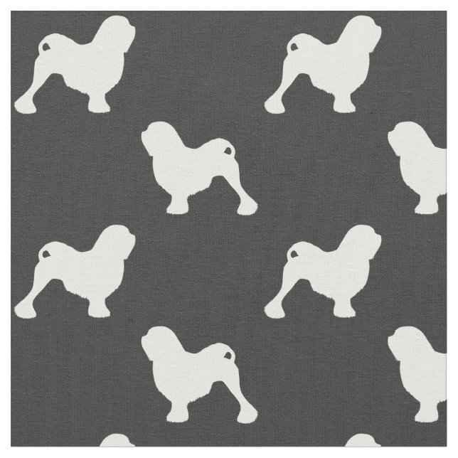 Tecido Silhuetas de Raça de Cachorro Lowchen Padronizadas (Detalhe)