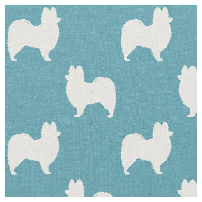 Tecido Silhuetas de Raça de Cachorro Papillon Estampado (Detalhe)