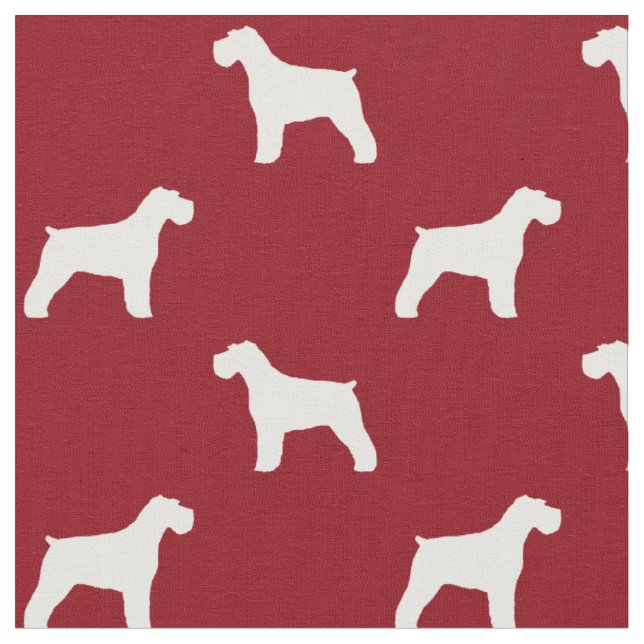 Tecido Silhuetas de Schnauzer Padrão Vermelho e Branco (Detalhe)
