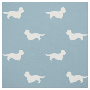 Tecido Silhuetas de Terrier Dandie Dinmont Azul e Branco