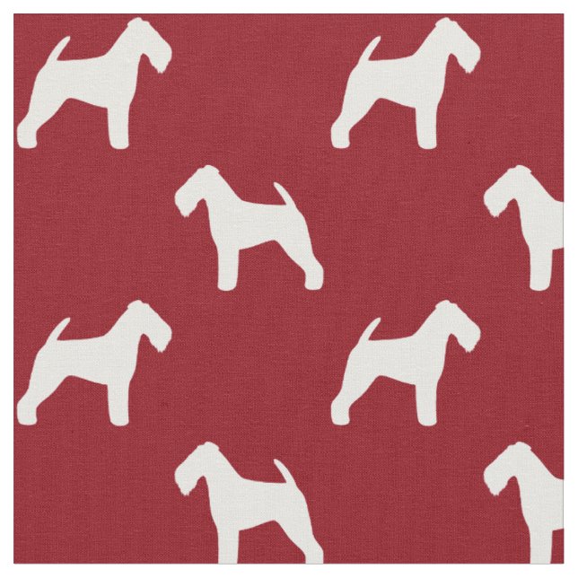 Tecido Silhuetas de Terrier Galês Cães Vermelho e Branco (Detalhe)