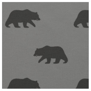 Tecido Silhuetas de Urso Cinzento Padrão de Vida Selvagem