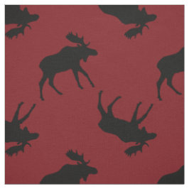 Tecido Silhuetas pretas dos alces no vermelho