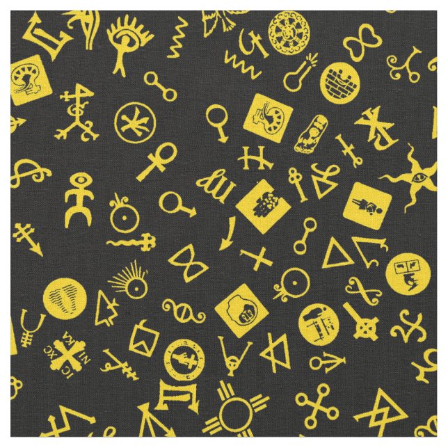 Tecido Símbolo amarelo em preto (Detalhe)