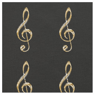 Tecido Símbolo Clef de música Dourada e Silver