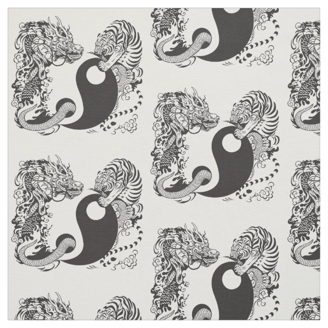 Tecido símbolo de yang do yin do dragão e do tigre (Modelo)
