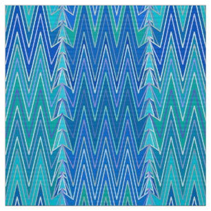 Tecido Símbolo étnico Chevron Damask, Turquesa e Azul