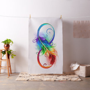 Tecido Símbolo infinito com pena de arco-íris