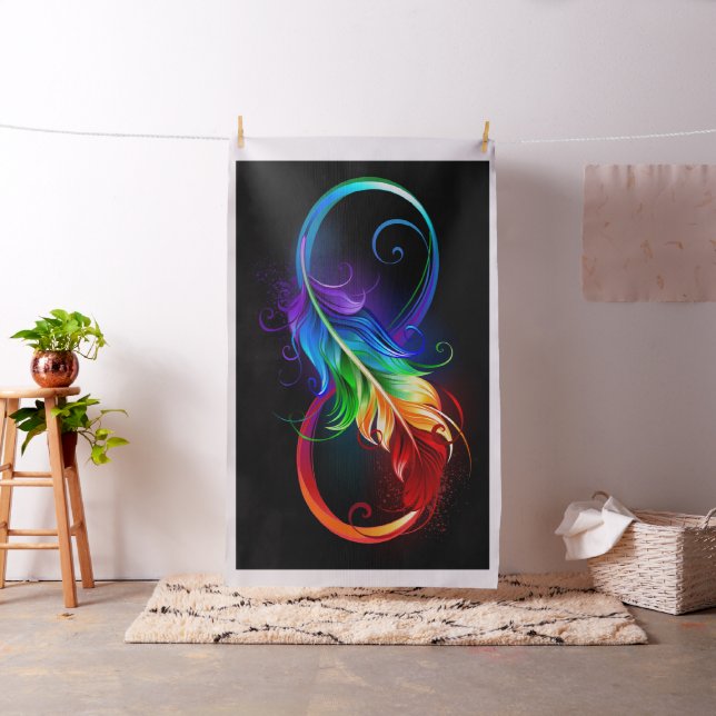 Tecido Símbolo infinito com pena de arco-íris (In Situ)
