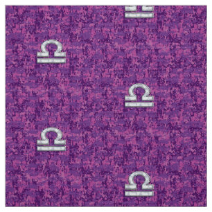 Tecido Símbolo Libra na Camo Digital Fuchsia